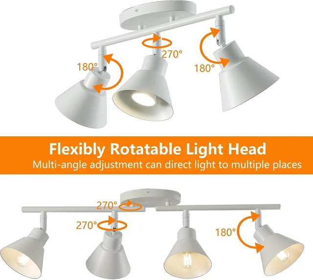 Alt view image 6 of 7 - 3 Light Plug in Track Lighting Kit,Modern Plug in Ceiling Light Fixture,16.4ft Cord,Timer & Dimming Switch,3 Way Ceiling Spot Lighting,Flexibly Rotatable Light Head (White)
