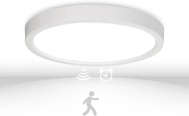 Main image of 12in Motion Sensor LED Ceiling Light Wired, 2700K/3000K/3500K/4000K/5000K Dimmable 24W Round Flush Mount Lighting Fixture for Closet Stairwell Hallway Laundry Porch, ETL Listed, White
