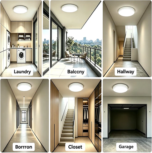 Alt view image 7 of 7 - 12in Motion Sensor LED Ceiling Light Wired, 2700K/3000K/3500K/4000K/5000K Dimmable 24W Round Flush Mount Lighting Fixture for Closet Stairwell Hallway Laundry Porch, ETL Listed, White