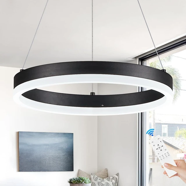 Main image of Benkut 1 Ring LED Chandelier Modern Black Pendant Light for Dining Room
