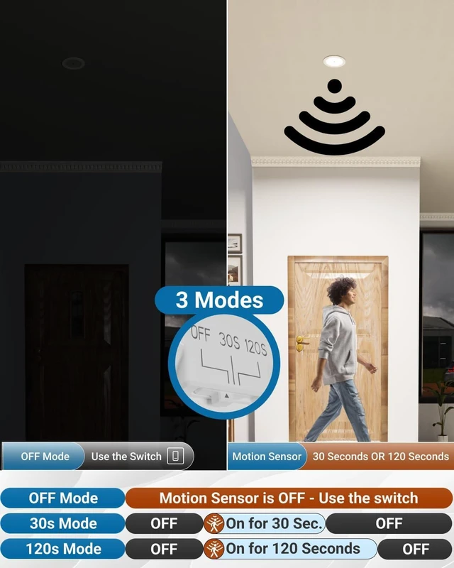 Alt view image 3 of 7 - Sunco 4 Pack Recessed Lighting 6 Inch, with Motion Sensor, 5CCT, 14W, Slim