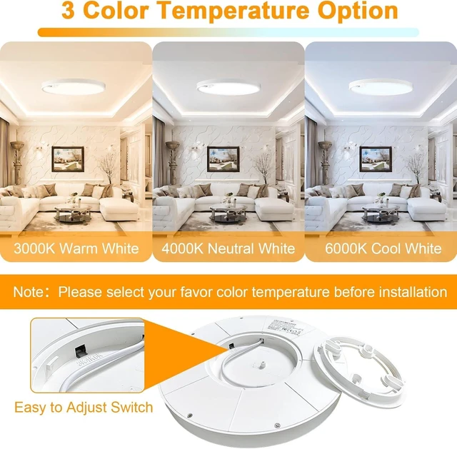 Alt view image 3 of 7 - Eleganted Motion Sensor Ceiling Light Hard Wired8.7 Inch LED Flush Mount Ceiling Light Fixture,3000k/4000k/6000k Selectable 18W Ceiling Lights for Pantry Hallway Stairwell Porch 2 Pack