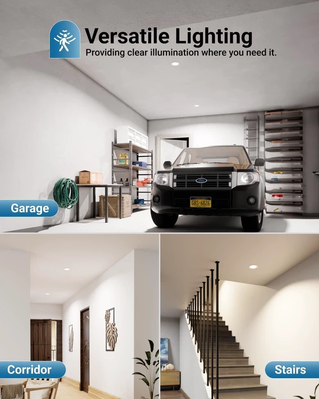 Alt view image 7 of 7 - Sunco 4 Pack Recessed Lighting 6 Inch, with Motion Sensor, 5CCT, 14W, Slim