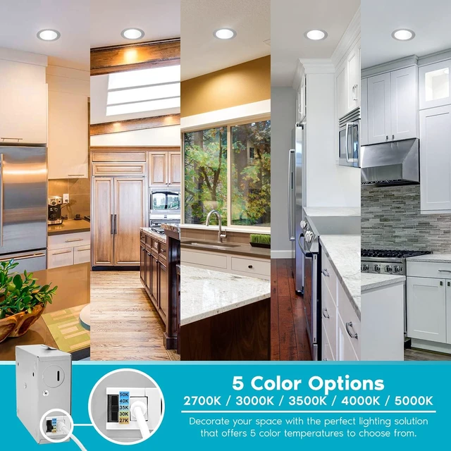 Alt view image 2 of 7 - LUXRITE 6" Ultra Thin LED Recessed Light with J-Box, Brushed Nickel, 4 Pack