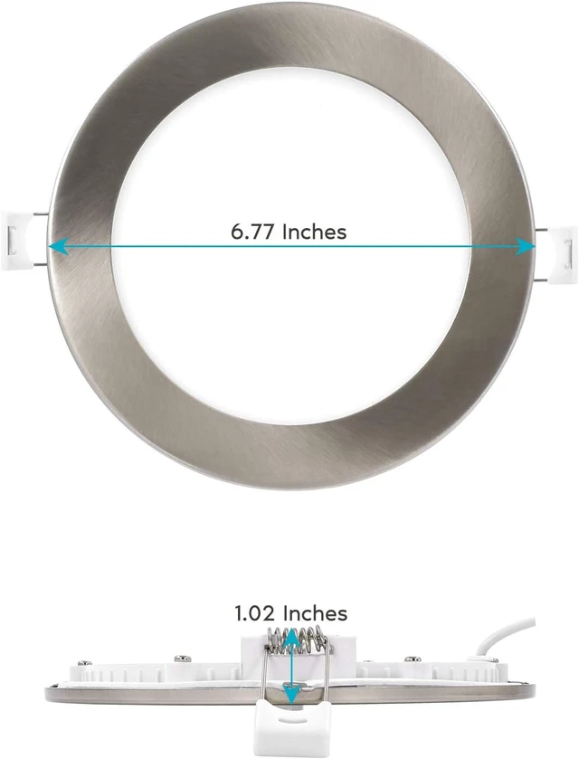 Alt view image 5 of 7 - LUXRITE 6" Ultra Thin LED Recessed Light with J-Box, Brushed Nickel, 4 Pack
