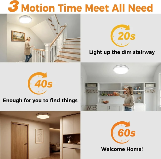 Alt view image 5 of 7 - slochi 2Pack 8 Inch Rechargeable Motion Sensor Light Indoor with Remote, 5 Color Magnetic Wireless Ceiling Light Battery Operated Powered, Dimmable, Timer, for Closet Shower Hallway Pantry