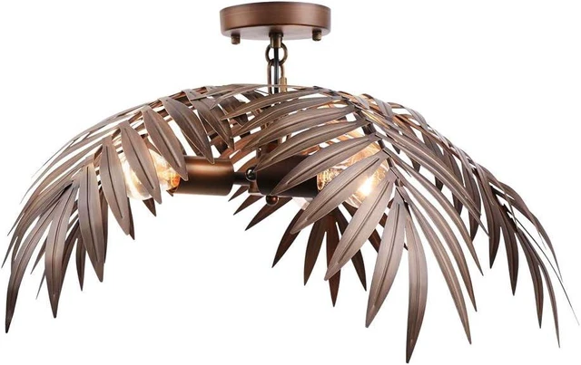 Main image of 3-Light Vintage Tropical Coconut Leaves Ceiling Light