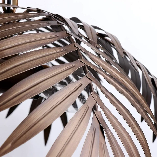 Alt view image 4 of 6 - 3-Light Vintage Tropical Coconut Leaves Ceiling Light