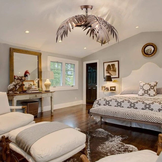 Alt view image 3 of 6 - 3-Light Vintage Tropical Coconut Leaves Ceiling Light