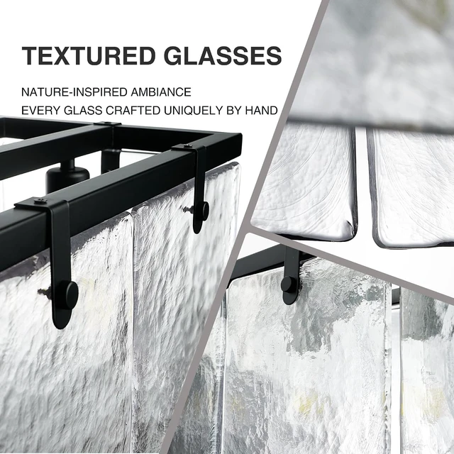 Alt view image 3 of 7 - IKK Modern Textured Glass Chandeliers for Dining Room, 37" Rectangular Island Light Fixture, Rectangle Farmhouse Lighting for Kitchen Island, Living Room, L37 x W9.8 x H9.5