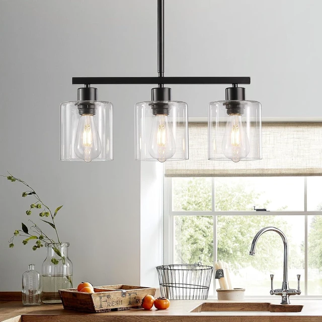 Main image of Black 3-Light Kitchen Island Lighting, Dining Room Light Fixtures