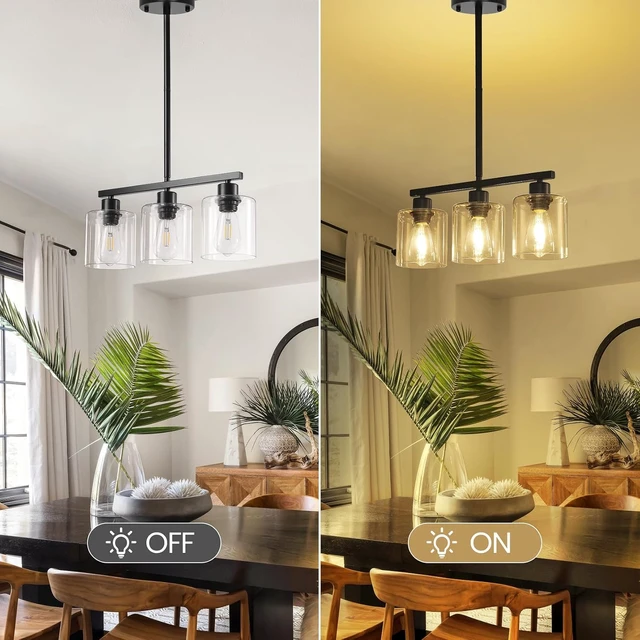 Alt view image 5 of 7 - Black 3-Light Kitchen Island Lighting, Dining Room Light Fixtures