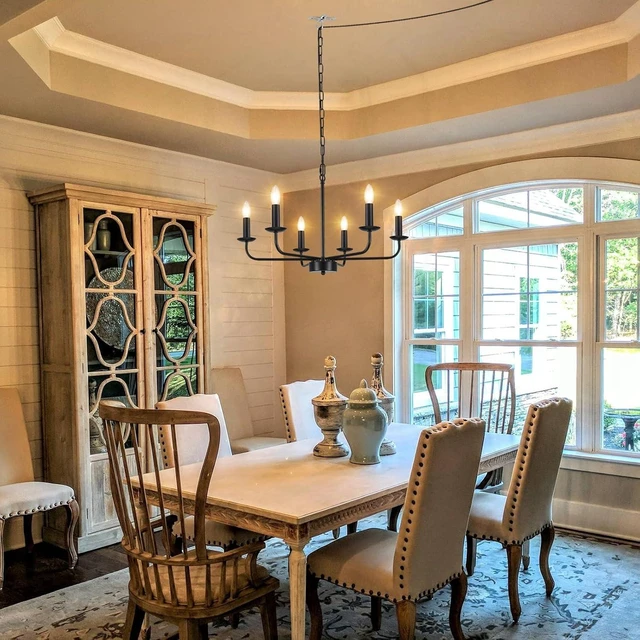 Alt view image 3 of 7 - Plug in Chandeliers Blcak 6-Light Chandelier Lighting with Long Cord