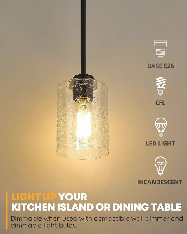 Alt view image 6 of 7 - Beionxii Pendant Lights Kitchen Island, Farmhouse Pendant Light, 2 Pack