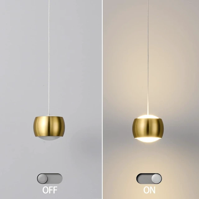 Alt view image 4 of 7 - Modern LED Dimmable Pendant Light fixtures,Mini Island Pendant Lighting for Kitchen Island Dinning Room,Bedroom,Bar, Kitchen Island Ceiling Hanging Light Fixtures(gold-1-Pack)