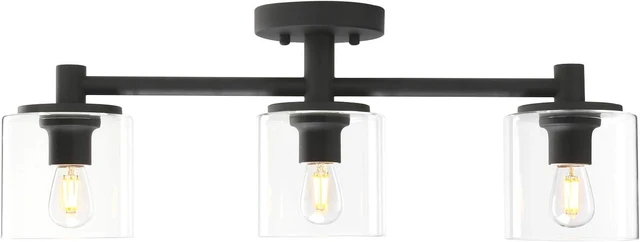 Main image of Pathson 3-Light Semi Flush Mount Ceiling Light, Industrial Pendant Lighting Fixture with Glass Shade, Ceiling Chandelier Lamp for Hallway Loft Kitchen Bar