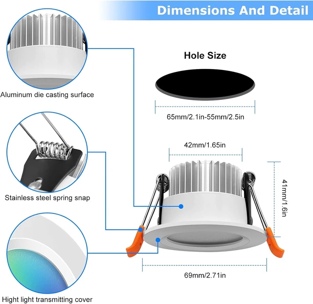 Alt view image 2 of 7 - LightingWill 2 Inch LED Recessed Lighting, Smart WiFi LED Downlight, 5W Ceiling Light Compatible with Alexa/Google Assistant, Dimmable RGB & 2700K-6500K, 120V with Driver (10 Pack)