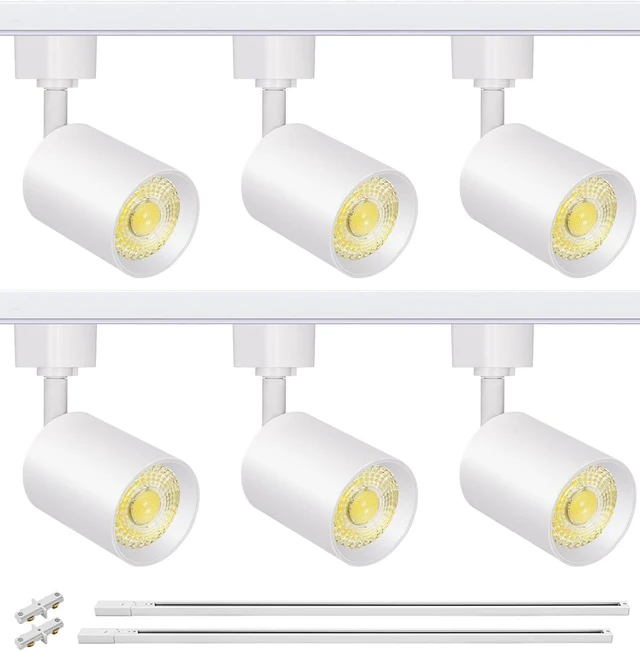 Main image of VANoopee 6-Light LED Track Lighting Kit with 6.6FT H Type Track Rails White
