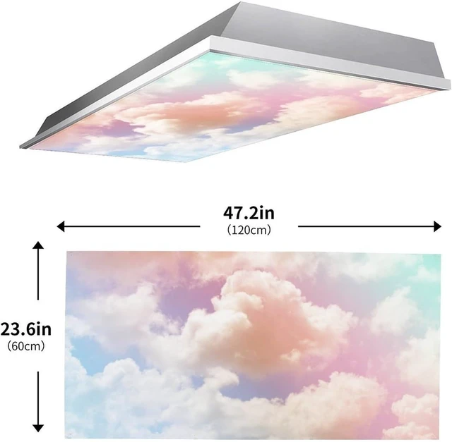 Alt view image 4 of 7 - Fluorescent Light Cover for Classroom - 2 Pcs Colorful Clouds Fluorescent Light Covers, Ceiling Light Covers Shade Panel Coverings for Office Classroom Home Drop Ceiling, 4 x 2 Feet