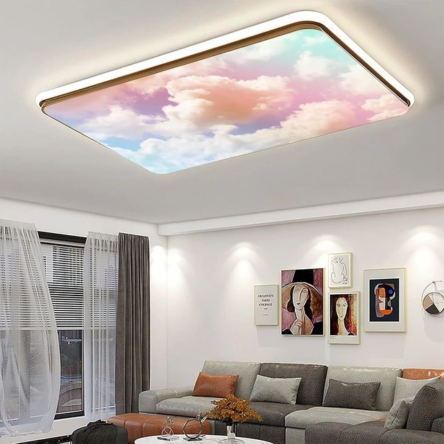 Alt view image 6 of 7 - Fluorescent Light Cover for Classroom - 2 Pcs Colorful Clouds Fluorescent Light Covers, Ceiling Light Covers Shade Panel Coverings for Office Classroom Home Drop Ceiling, 4 x 2 Feet