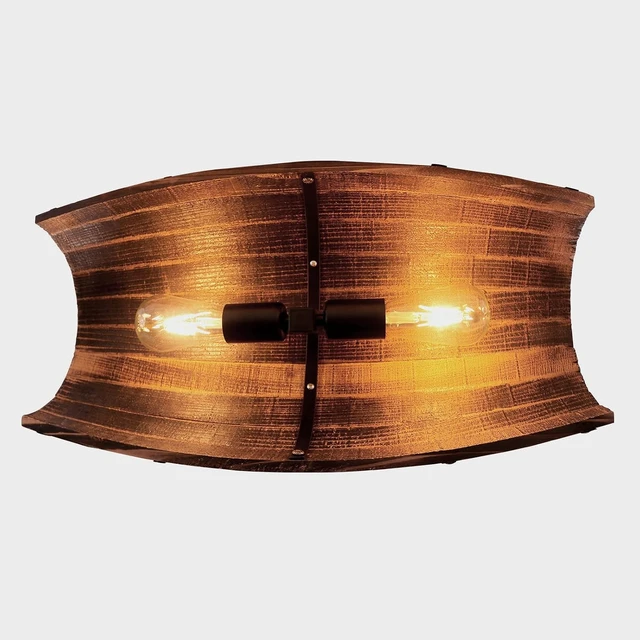 Alt view image 5 of 6 - Antique Wood Wine Barrel Pendant Light
