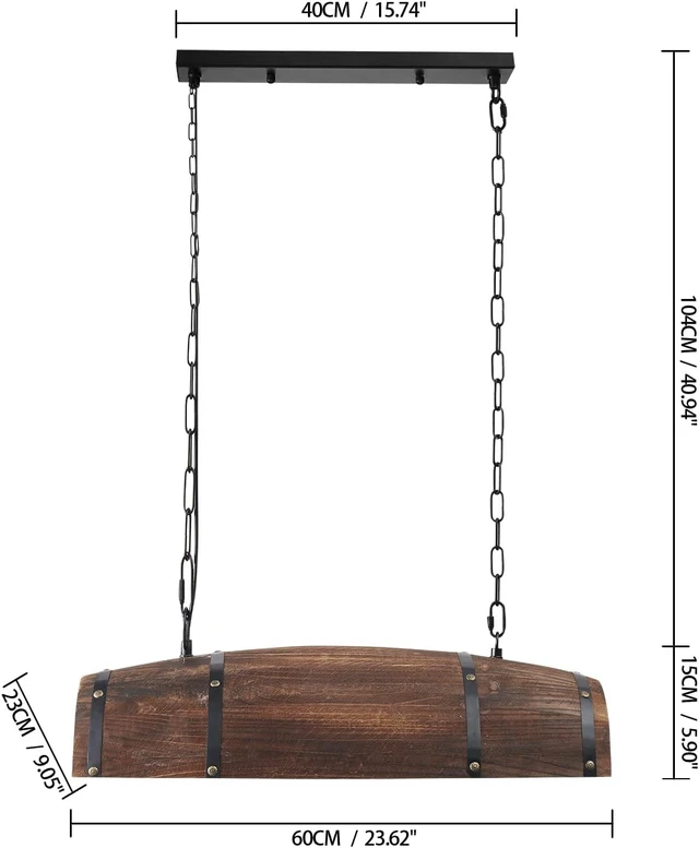 Alt view image 4 of 6 - Antique Wood Wine Barrel Pendant Light