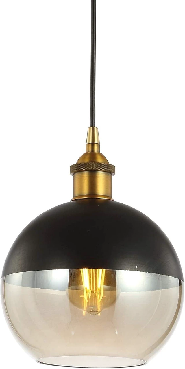 Main image of JONATHAN Y Nixon 1-Light 7.5" Globe Pendant, Brass Gold/Black