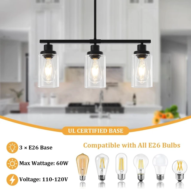 Alt view image 4 of 7 - Island Lights for Kitchen Black Linear Chandelier Dining Room Light