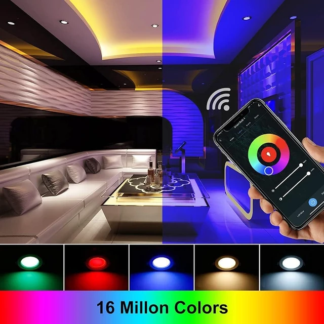Alt view image 3 of 7 - LightingWill 2 Inch Recessed Lighting, Smart WiFi LED Downlight, 5W LED Ceiling Light Compatible with Alexa/Google Assistant, Dimmable RGB & 2700K-6500K, 120V with LED Driver (4 Pack)