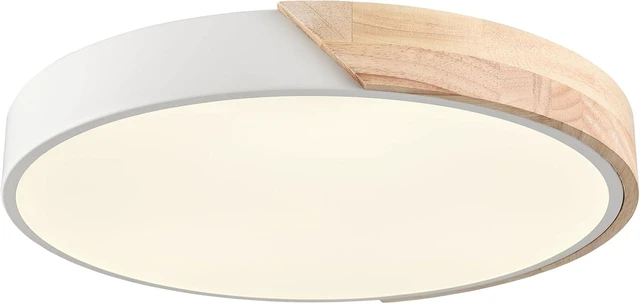 Main image of Modern LED Ceiling Light 16" Wood Flush Mount Light Fixture 4000K