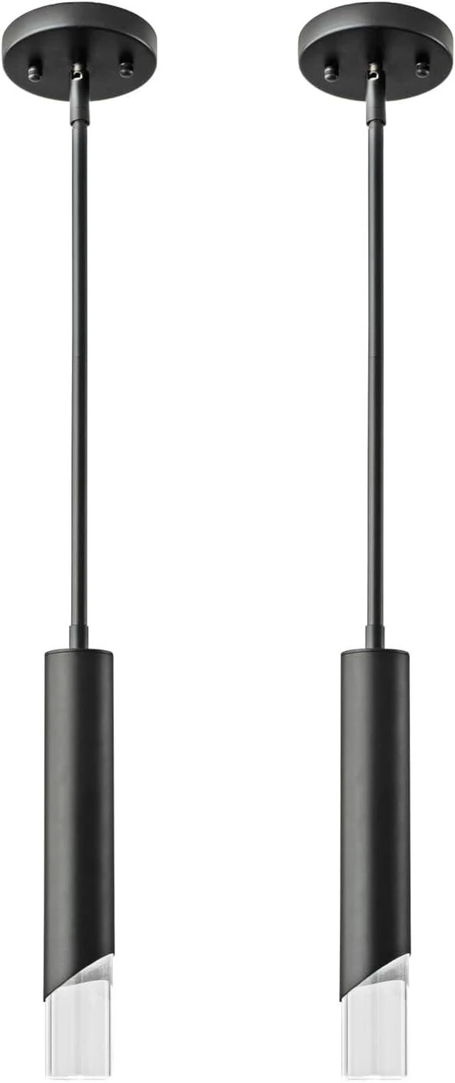 Main image of Modern Pendent Lights in Kitchen, Black Mini Pendant Light Bedroom Bedside Table Small Chandelier, Metal Rod Ceiling Pendant Lighting for Kitchen Island Bedroom Restaurant bar (2-Pack)