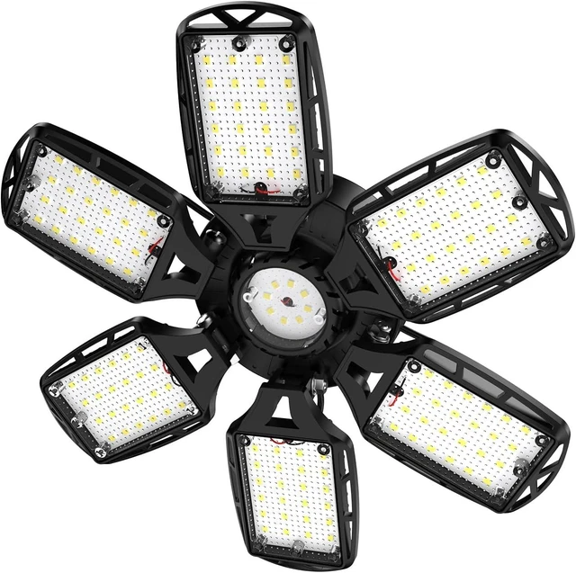 Main image of LED Garage Lights 1 Pack, 18000LM 180W Deformable Shop Light with 6+1 Adjustable Panels, 6500K Daylight White Ceiling Light for E26 Base, Ideal for Garage/Basement/Barn