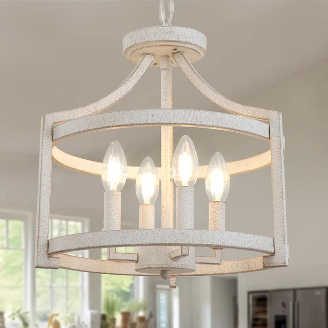 Main image of 4-Light Farmhouse Chandelier, Rustic Semi Flush Mount Ceiling Light