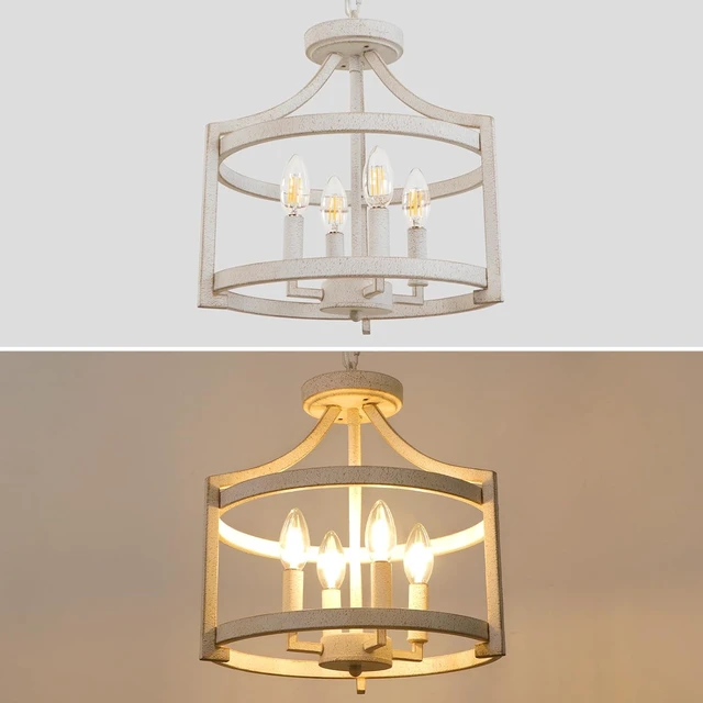 Alt view image 7 of 7 - 4-Light Farmhouse Chandelier, Rustic Semi Flush Mount Ceiling Light