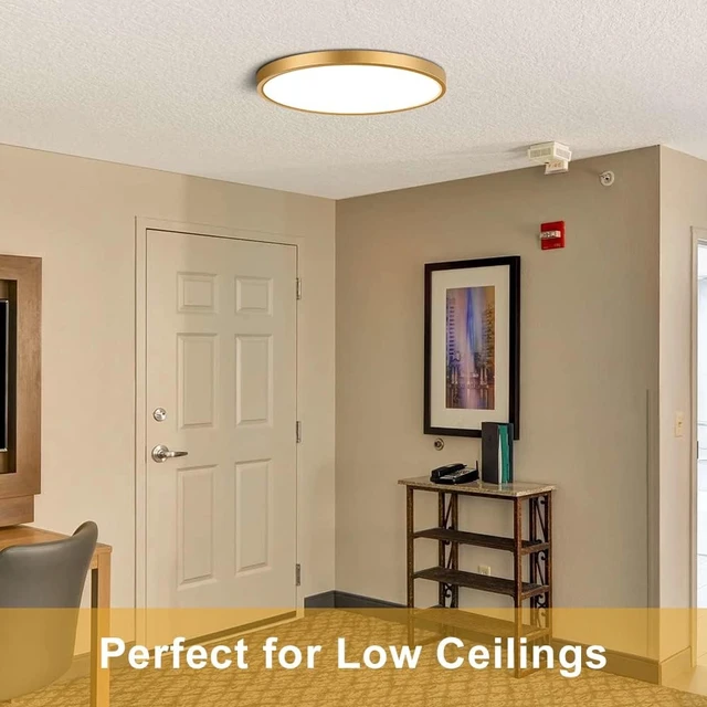 Alt view image 2 of 7 - 9 Inch Gold LED Flush Mount Ceiling Light, 5000K Daylight White Low Profile LED Ceiling Light, 18W 1800LM, Round Slim Flat Ceiling Lights Fixture for Closets Bedroom Hallway Stairwells Porch