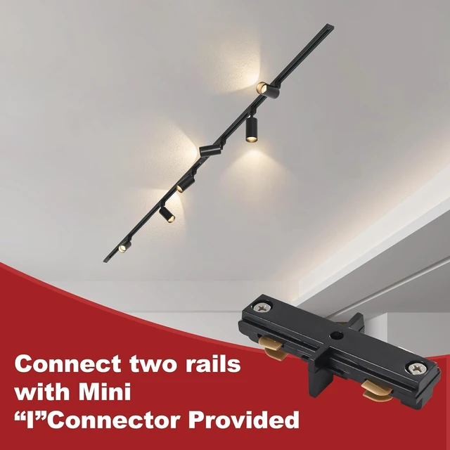 Alt view image 4 of 7 - Plug in Track Lighting with Power Cord, 6-Light GU10 Track Lighting Kit with 6.6FT H Type Track Lighting Rails, Modern Kitchen LED Track Lighting Fixtures Ceiling Spot Light, Black (No Bulbs)