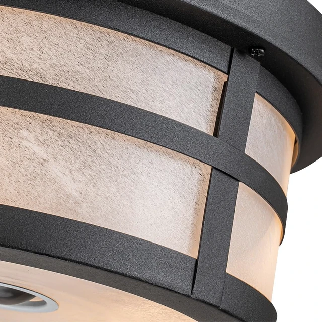 Alt view image 5 of 7 - Motion Sensor Outdoor Ceiling Light, Flush Mount Front Porch Light with Adjustable Sensor 2-Light Black Outdoor Light Fixture Ceiling Mount with Frosted Glass for Garage, Patio