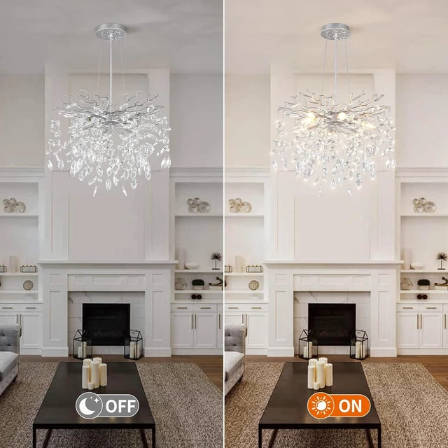 Alt view image 5 of 7 - EGM 18" Modern Tree Branch Chandelier 6-Light Silver Crystal Chandeliers