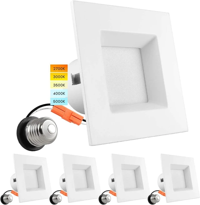 Main image of LUXRITE 4 Inch Square Recessed LED Can Lights, Dimmable, CRI 90 (4 Pack)