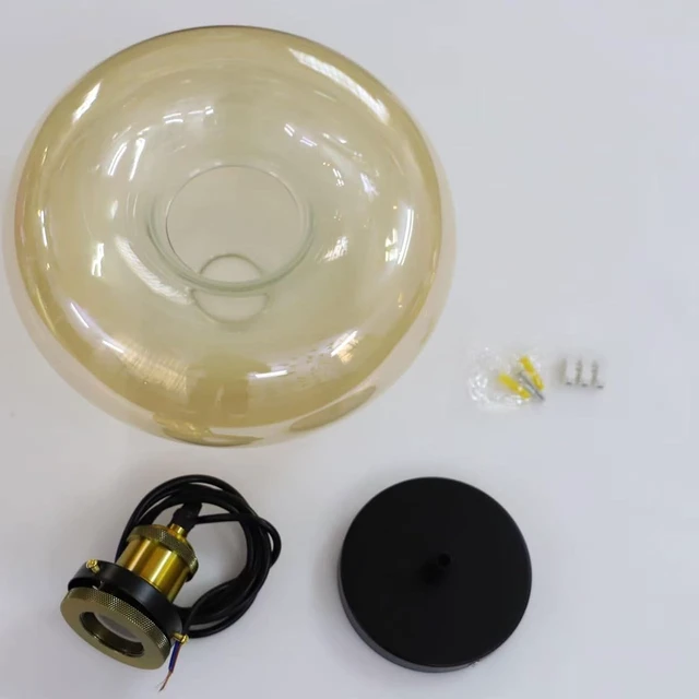 Alt view image 2 of 7 - 11" Amber Glass Pendant Light Industrial Vintage Design Suitable for Kitchen Island Bedroom Dining Room Adjustable Height E26 Bulb Compatible (Amber)