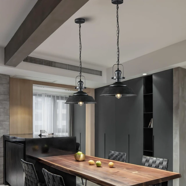 Alt view image 5 of 7 - 14.2" Farmhouse Pendant Light for Kitchen Island, Oil Rubbed Bronze Fixture