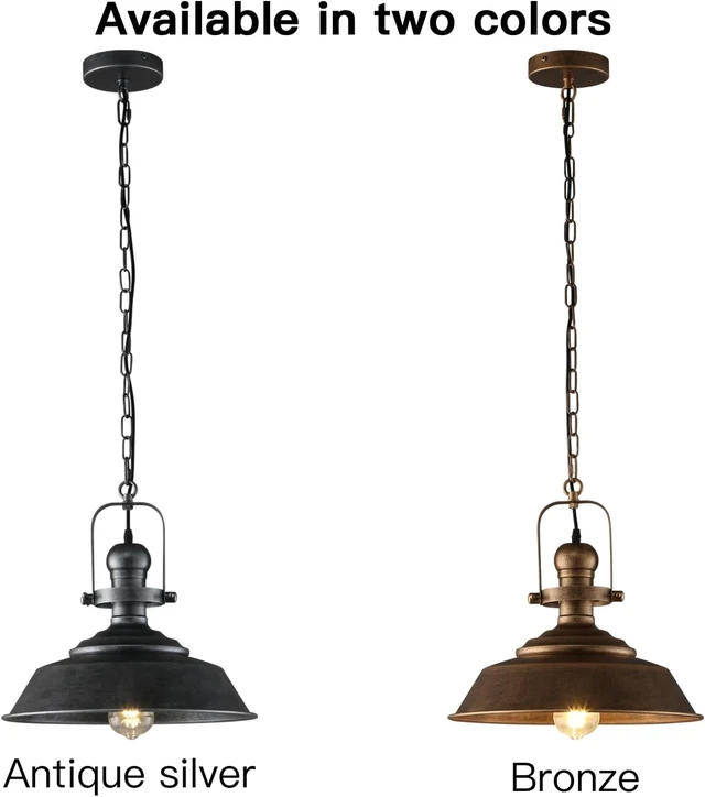 Alt view image 7 of 7 - 14.2" Farmhouse Pendant Light for Kitchen Island, Oil Rubbed Bronze Fixture