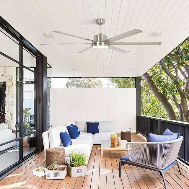 Alt view image 2 of 7 - Industrial Ceiling Fans with Lights and Remote, 65 Inch Large Ceiling Fan