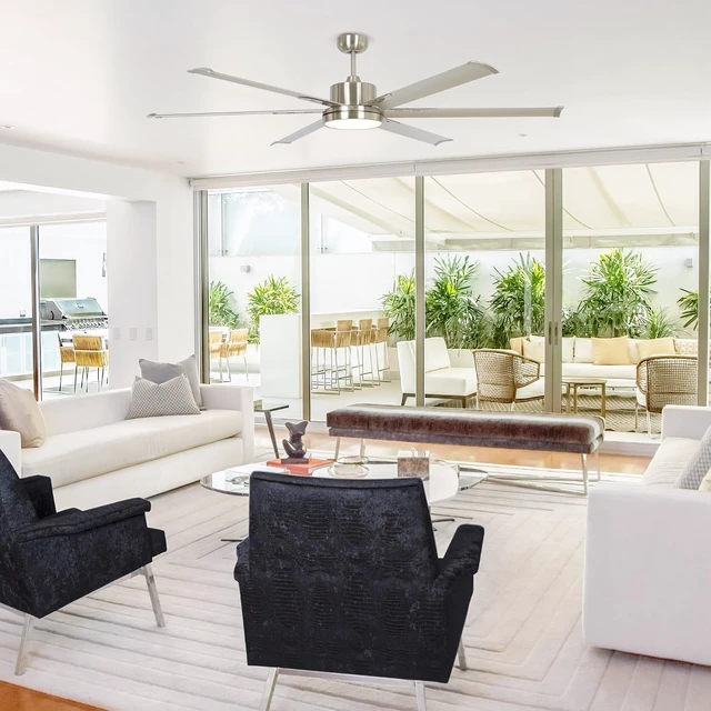 Alt view image 4 of 7 - Industrial Ceiling Fans with Lights and Remote, 65 Inch Large Ceiling Fan
