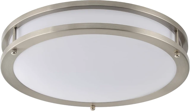 Alt view image 2 of 7 - 12 Inch LED Double Ring Flush Mount Light, 4000K Neutral White Light, 20W Dimmable Ceiling Lighting Fixture, Brushed Nickel Finish, Indoor Home Use for Entryway Hallway Closet