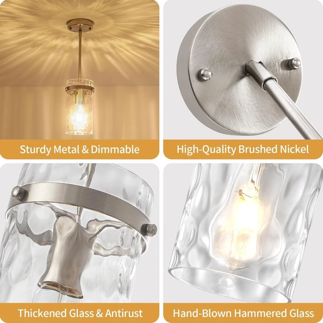 Alt view image 4 of 7 - 3 Pack Brushed Nickel Pendant Lights Kitchen Island Modern Hanging Light