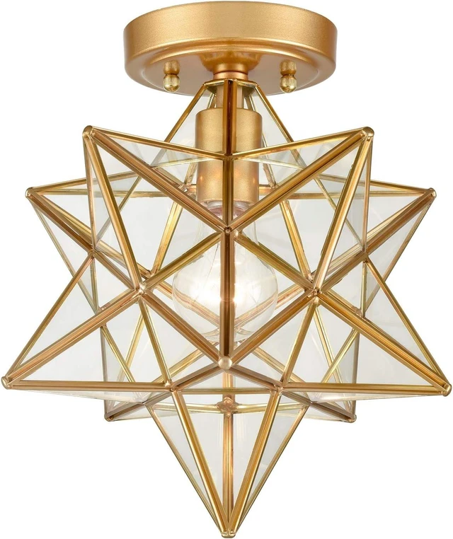 Main image of Brass Moravian Star Light with Clear Glass