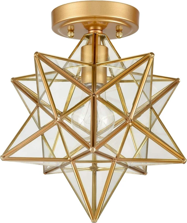 Alt view image 6 of 7 - Brass Moravian Star Light with Clear Glass