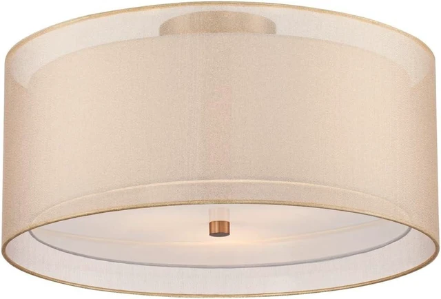 Main image of Double Drum 18" Wide Champagne Flush Mount Ceiling Light Fixture