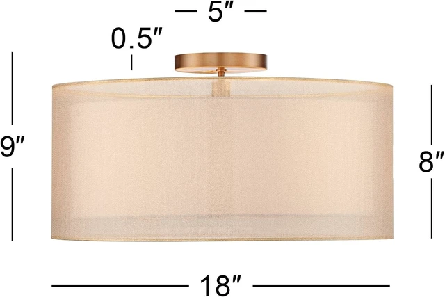 Alt view image 3 of 3 - Double Drum 18" Wide Champagne Flush Mount Ceiling Light Fixture